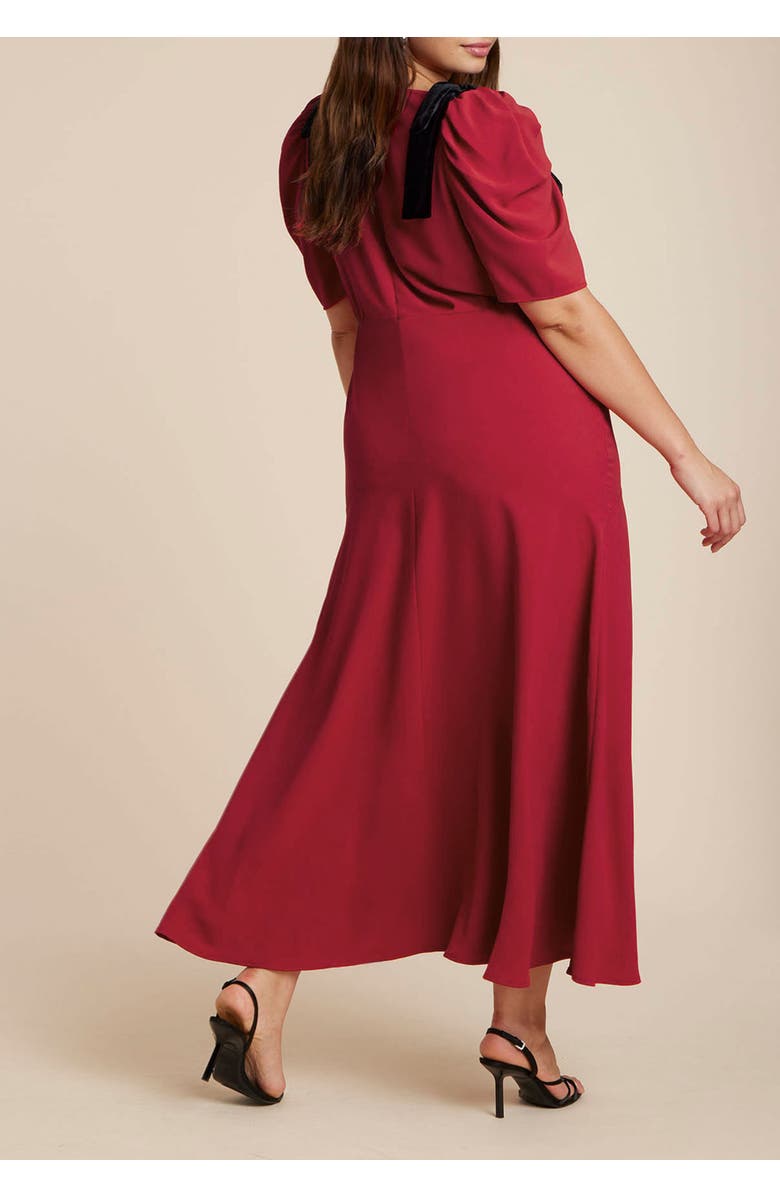 ELOQUII Flowy Bow Detail Maxi Dress, Alternate, color, Red Dahlia