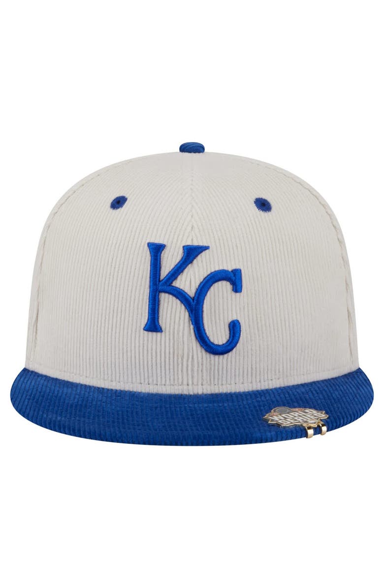 New Era Men's New Era Cream/Royal Kansas City Royals Two-Tone Corduroy 59FIFTY Fitted Hat, Alternate, color, 