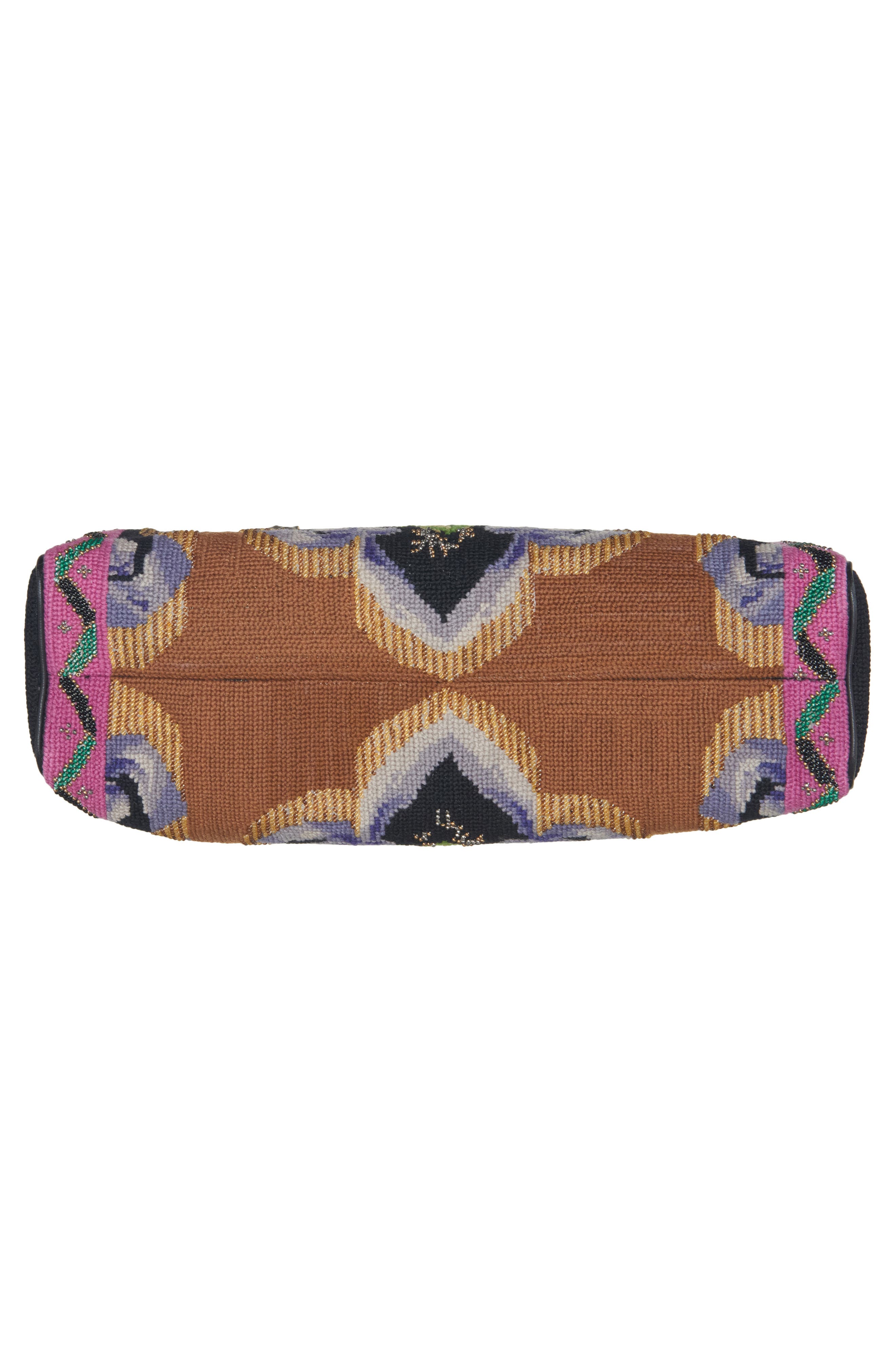 Panthea Medium Embroidered Silk & Leather Shoulder Bag, Alternate, color, BLACK MULTI