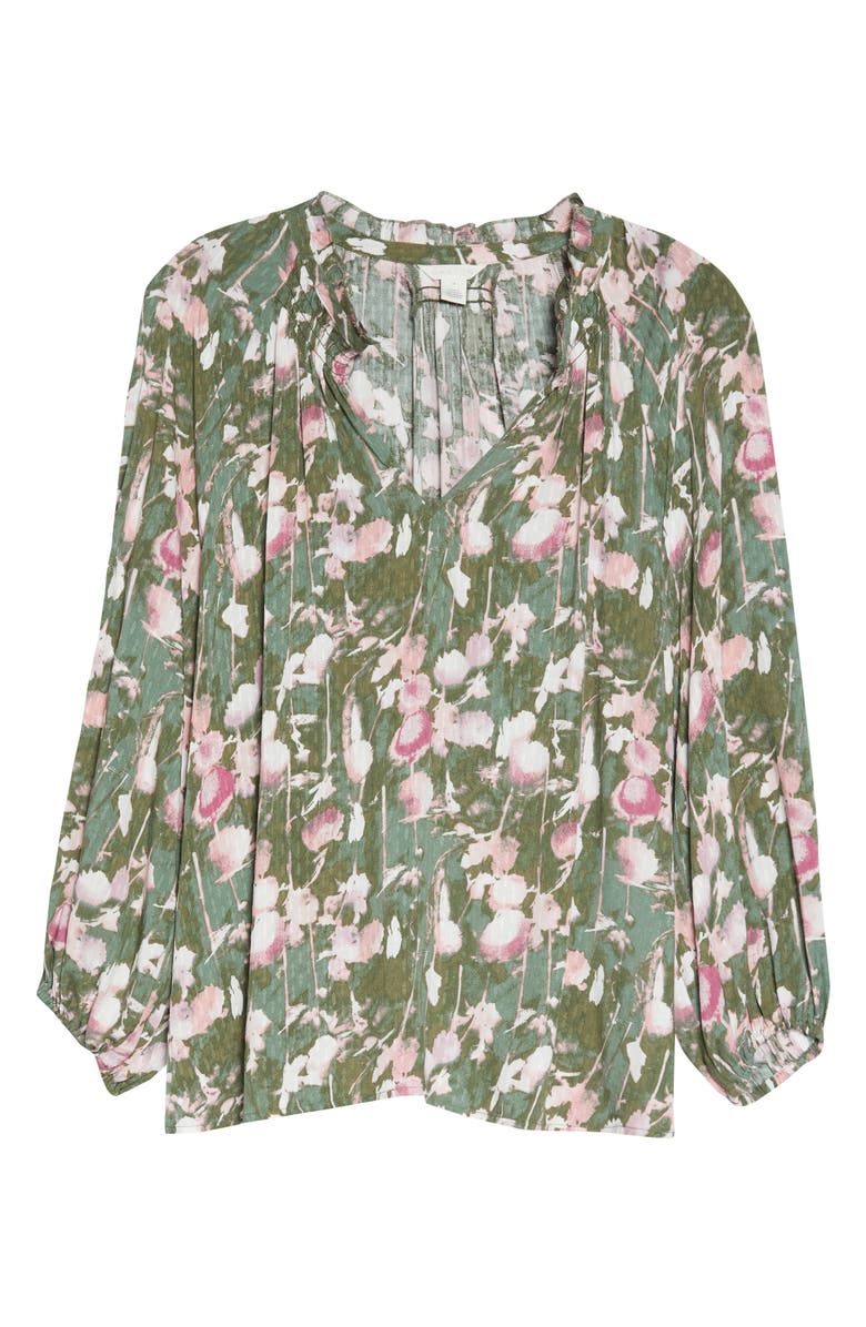 Caslon<sup>®</sup> Floral Print Split Neck Shirt, Alternate, color,