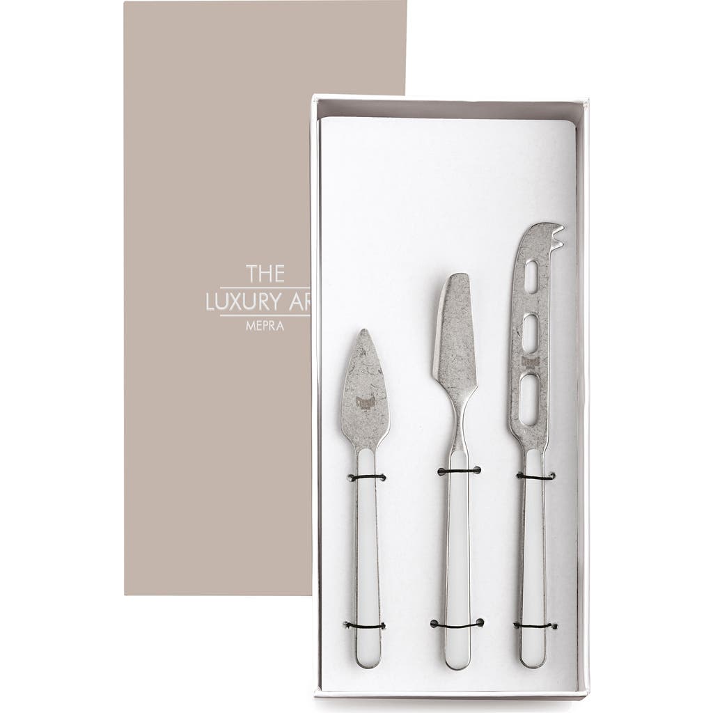 Mepra Fantasia Pewter Cheese Knives In White