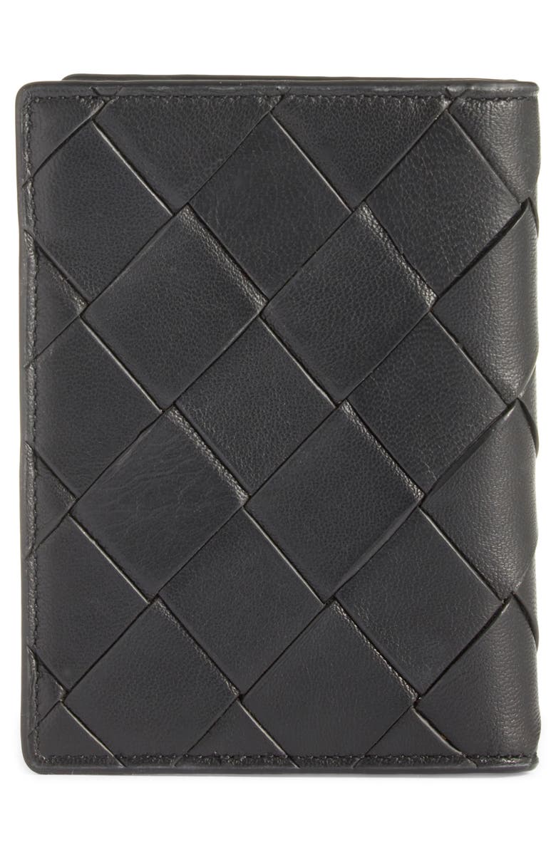 Nordstrom Woven Leather Bifold Card Case, Alternate, color, Black