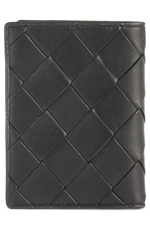 Nordstrom Woven Leather Bifold Card Case In Black