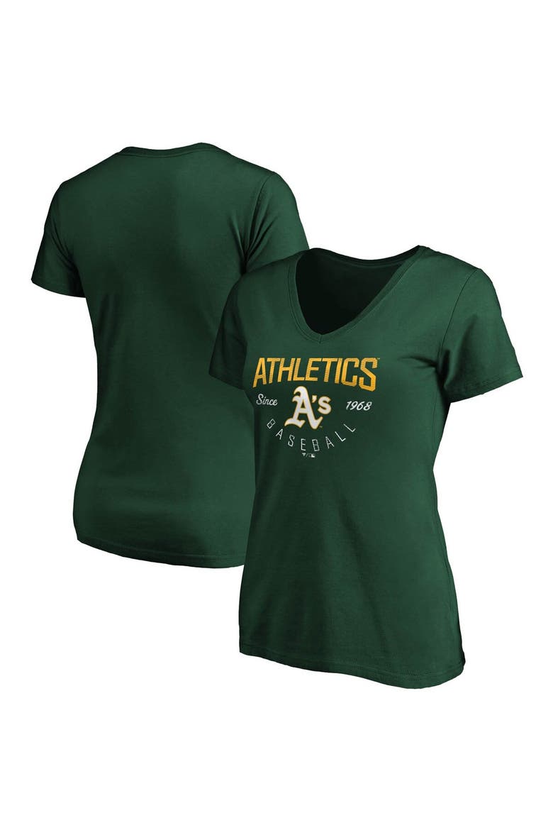 Women's Fanatics Branded Green Oakland Athletics Live For It V-Neck T-Shirt, Main, color, Green