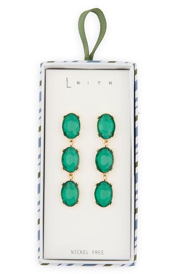 Leith Triple Drop Earrings In Green