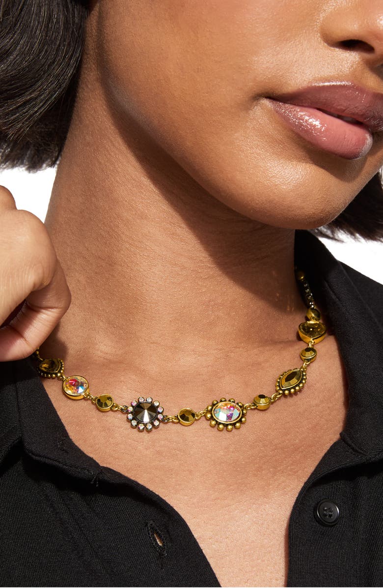 Kurt Geiger London Eagle Head Crystal Collar Necklace, Alternate, color, Gold Multi