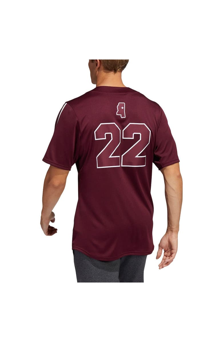adidas Men's adidas #22 Maroon Mississippi State Bulldogs Button-Up Baseball Jersey, Alternate, color,