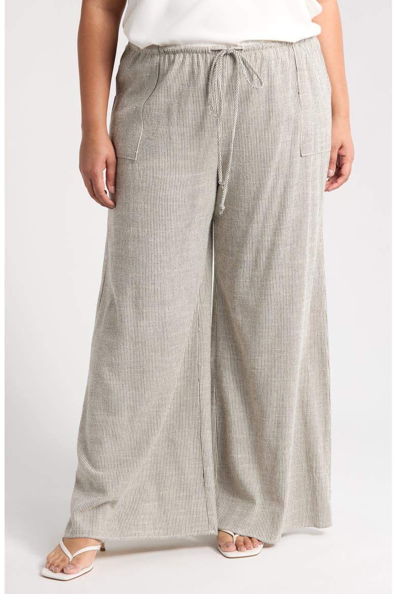 Stripe Wide Leg Pants, Main, color, WHITE/ BLACK