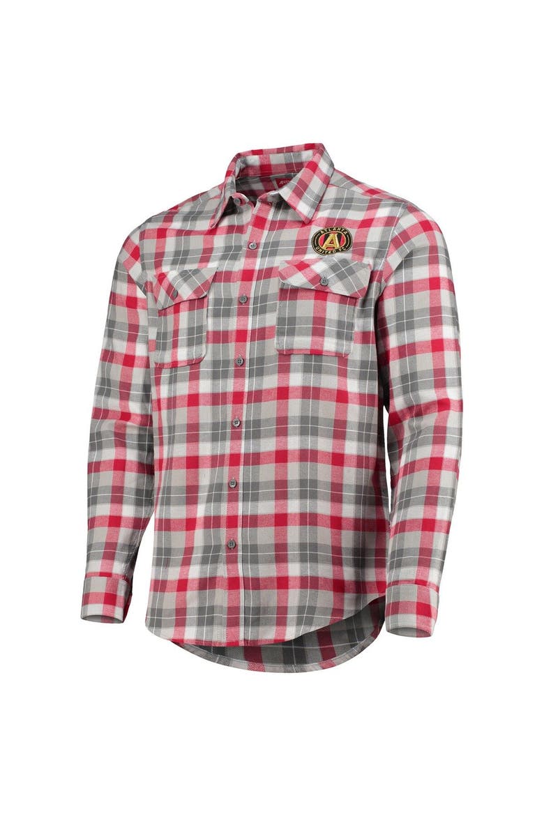 Men's Antigua Red/Gray Atlanta United FC Ease Flannel Long Sleeve Button-Up Shirt, Alternate, color, Red