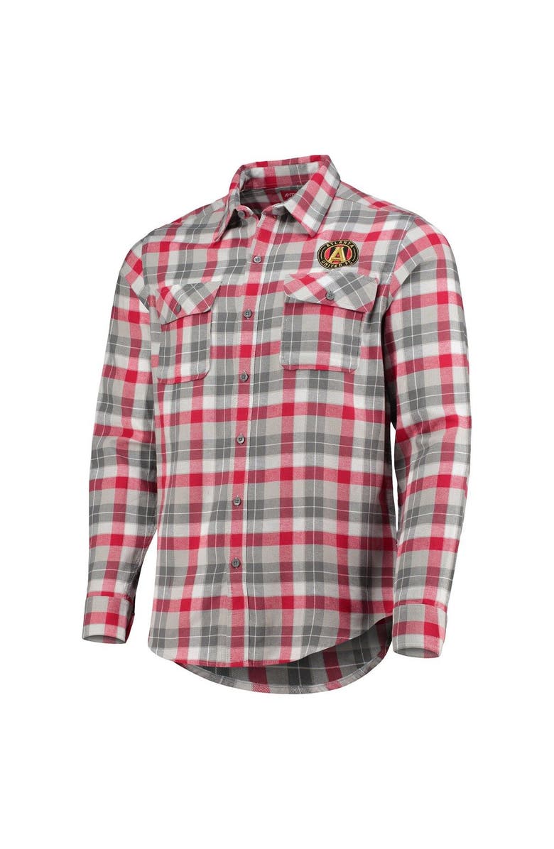 ANTIGUA Men's Antigua Red/Gray Atlanta United FC Ease Flannel Long Sleeve Button-Up Shirt, Alternate, color,