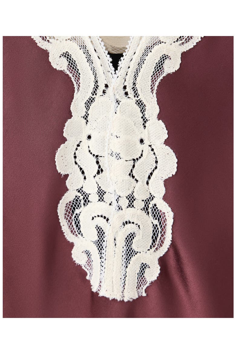 Lace Trim Satin Slipdress, Alternate, color, MAROON