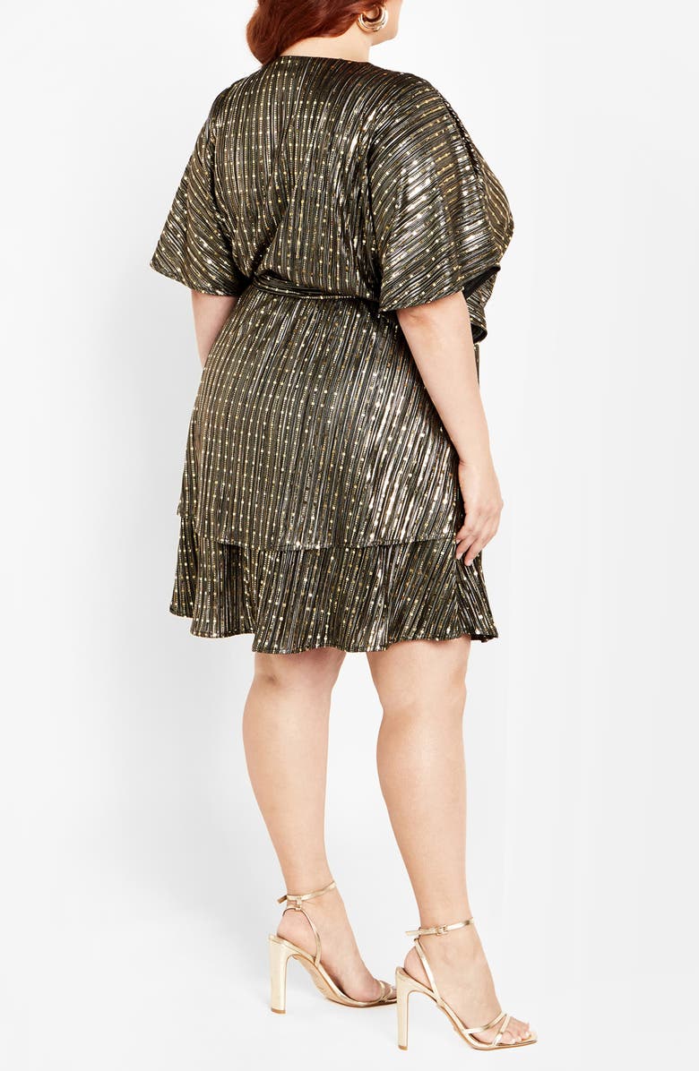 City Chic Freya Sparkle Party Dress, Alternate, color, Gold