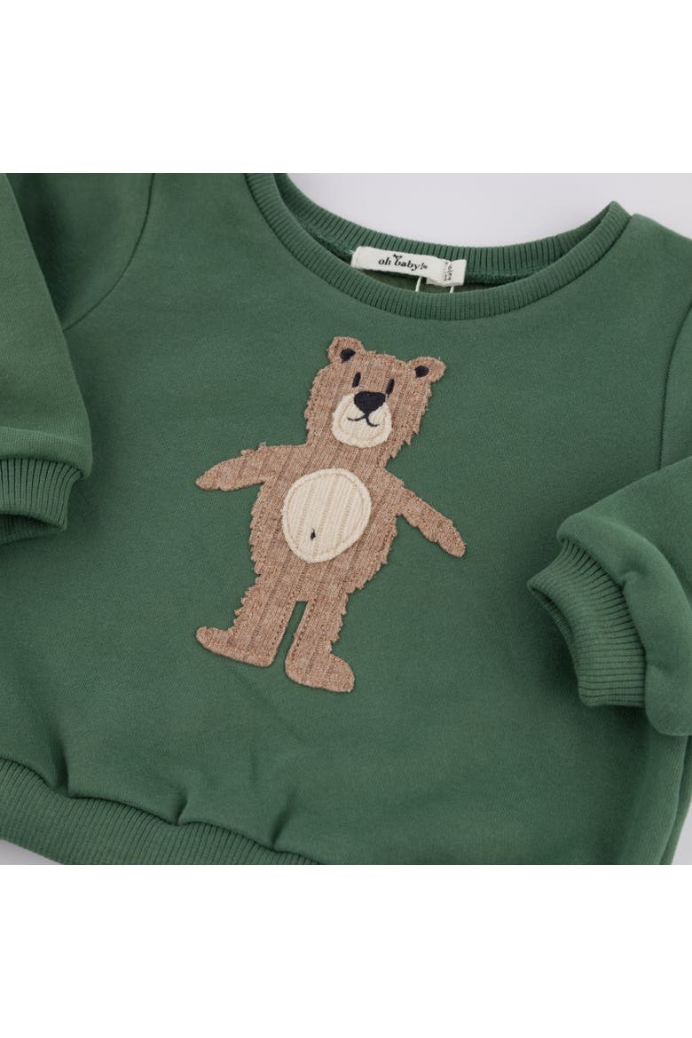 Shaggy Bear Applique Brooklyn Boxy-Toddler, Little Kid, Alternate, color, Spruce