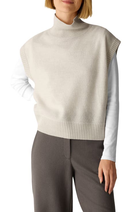 Turtleneck Cap Sleeve Wool Sweater
