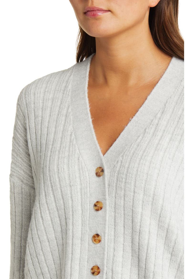 Afterglow V-Neck Cardigan, Alternate, color, LIGHT GREY HEATHER