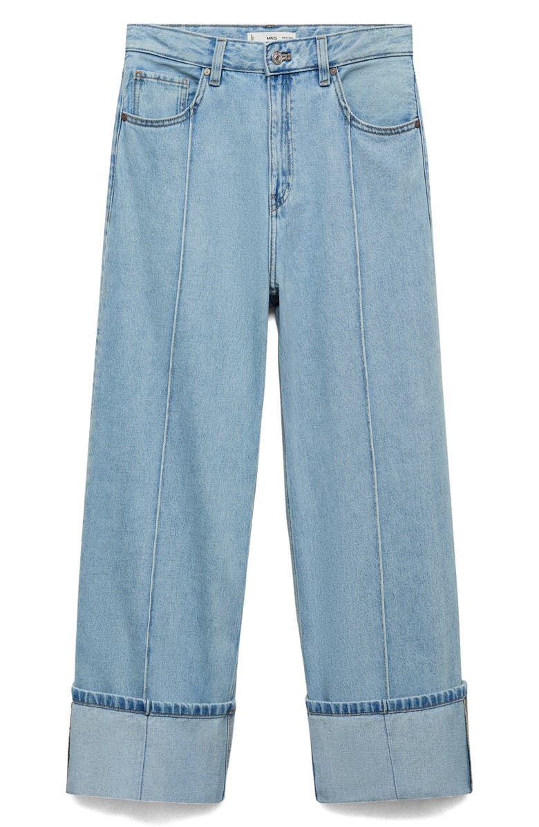 MANGO Turned Up Wide Leg Jeans, Main, color, Medium Blue