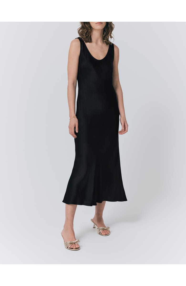 Ghost London Palm Satin Midi Slip Dress, Alternate, color, Black