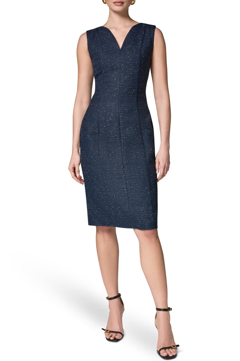 Slub Tweed Sheath Dress, Main, color, NGHTFALL/ GOLD