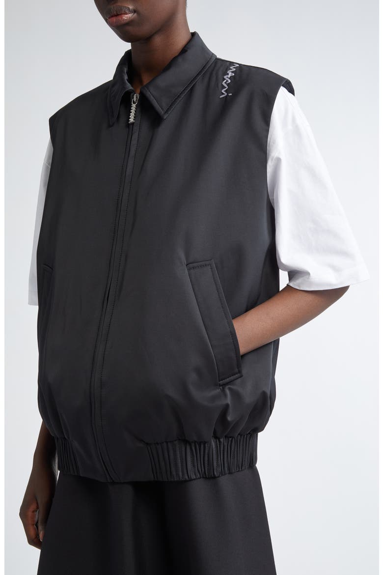 Collared Bomber Vest, Alternate, color, BLACK