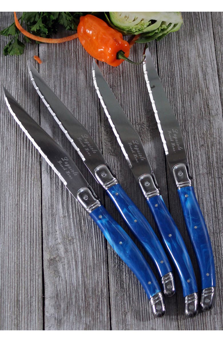 FRENCH HOME Laguiole Blue Marble Steak Knives - Set of 4, Alternate, color, Blue