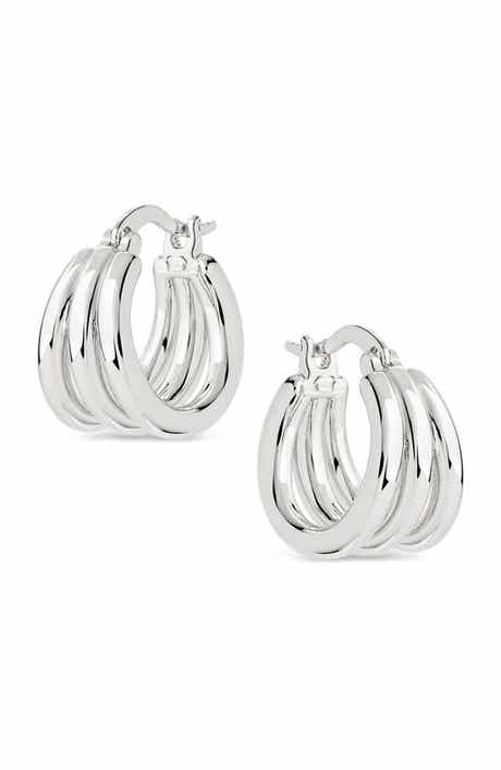 Triple Layer 14k Gold Plated Hoop Earrings