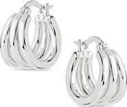 Sterling Forever Triple Layer 14k Gold Plated Hoop Earrings