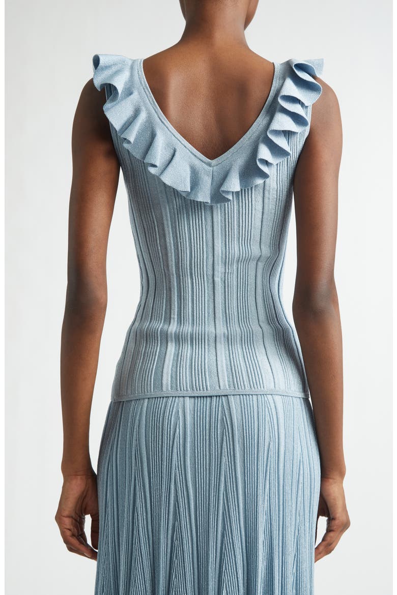 Aster Metallic Frill Sweater Tank, Alternate, color, METALLIC BLUE
