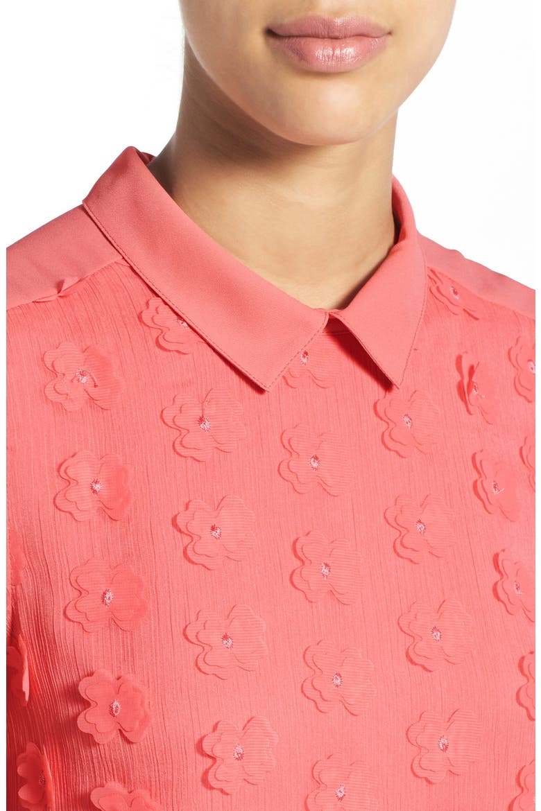 Floral Front Collared Top, Alternate, color, CORAL PEACH