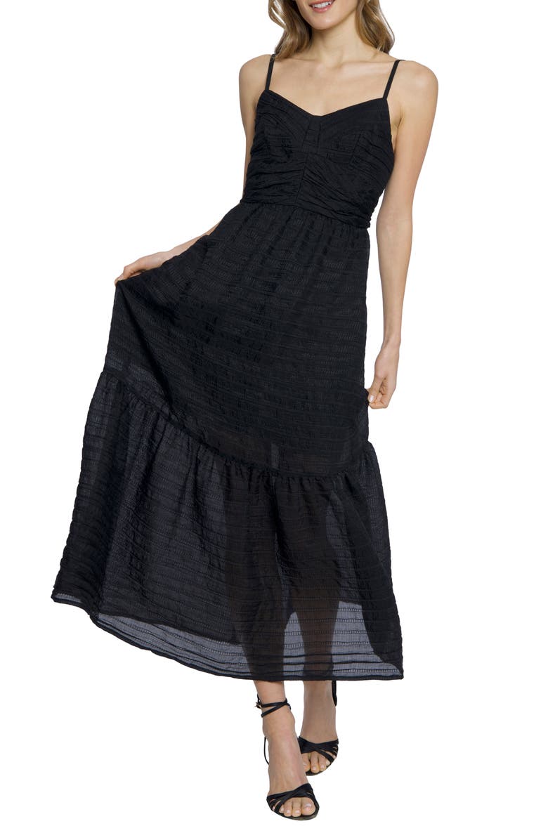 DONNA MORGAN FOR MAGGY Texture Tiered Midi Dress, Alternate, color, 