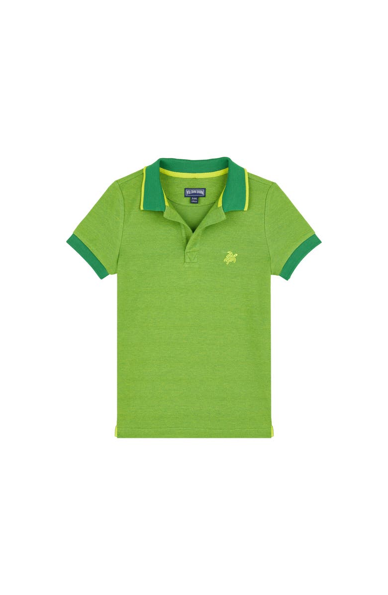 Vilebrequin Kids' Cotton Two Tone Polo Shirt, Main, color, Jungle