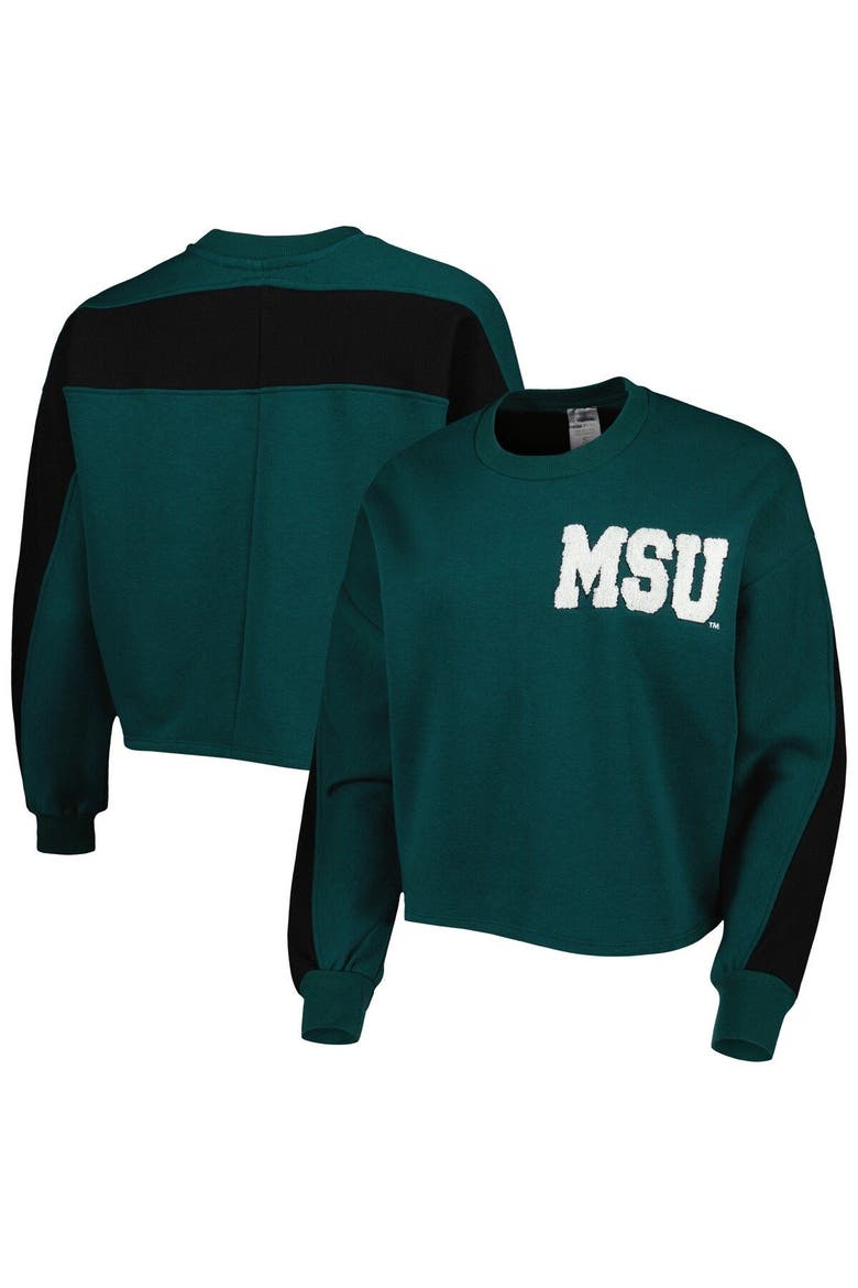 Women's Gameday Couture Green Michigan State Spartans Back To Reality Colorblock Pullover Sweatshirt, Main, color, Green