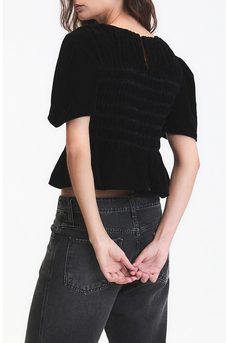 Forrest Velvet Peplum Top, Alternate, color, BLACK