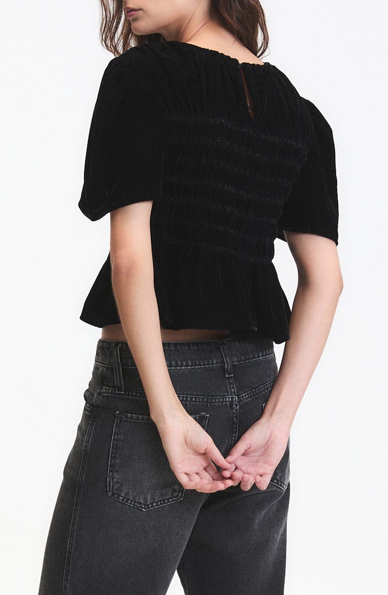 DELUC Forrest Velvet Peplum Top, Alternate, color, Black