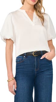 Vince Camuto Puff Sleeve Satin Top