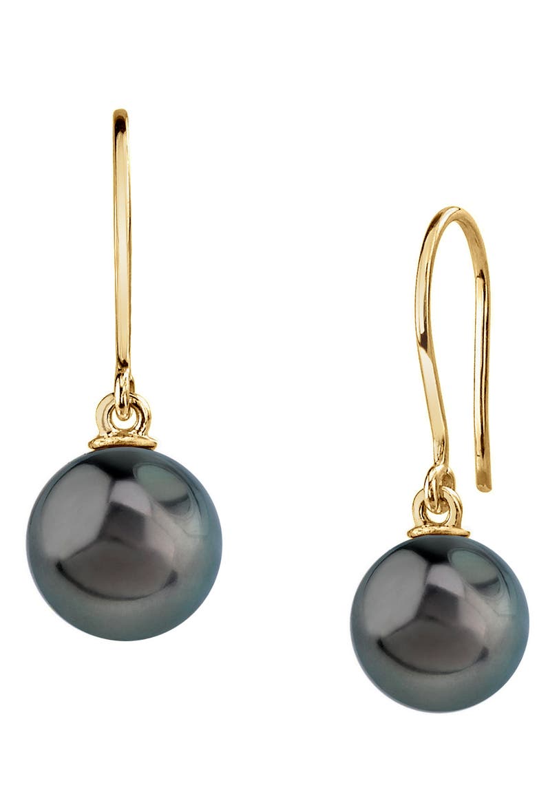Tahitian South Sea Pearl Linda Earrings, Main, color, Yellow Gold