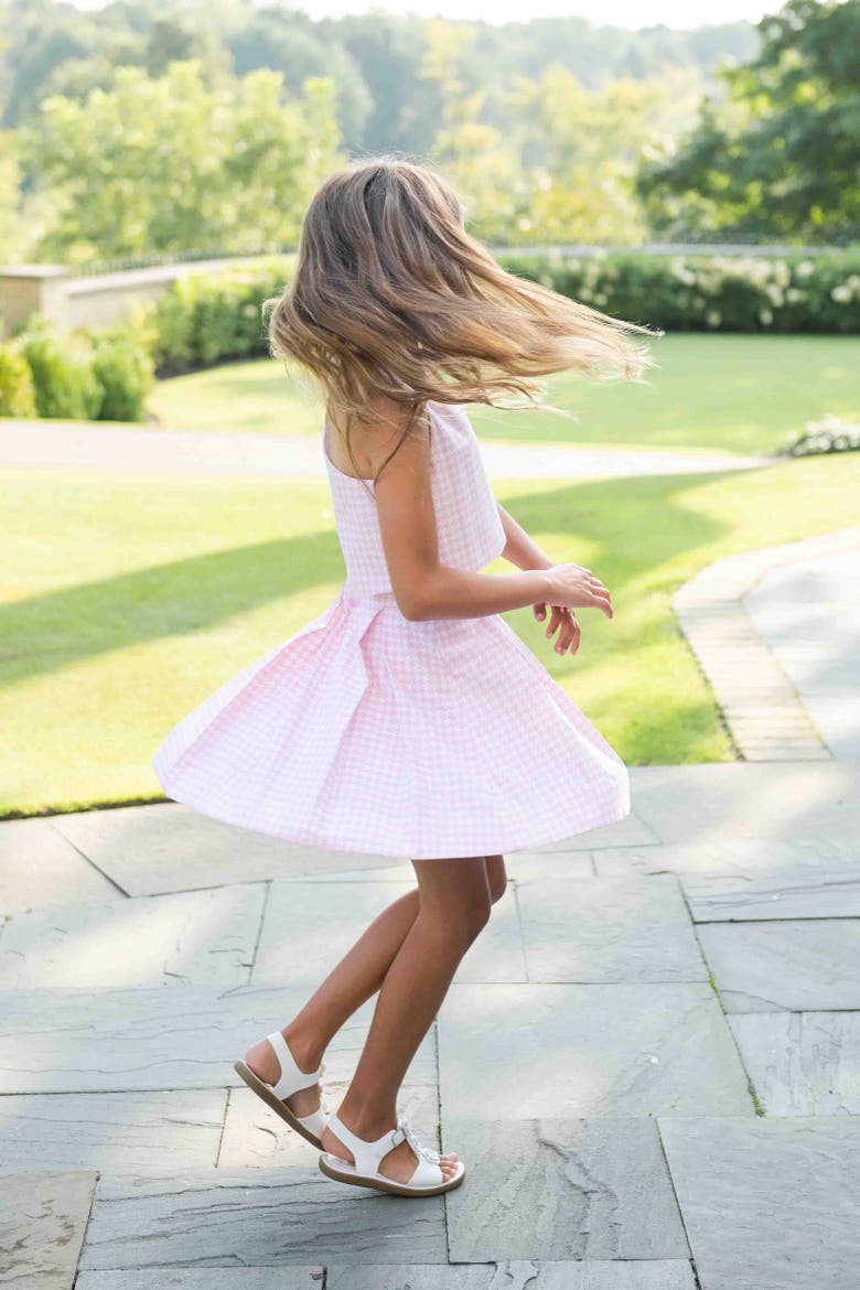 Houndstooth Top and Pleated Skirt, Alternate, color, Pink / White