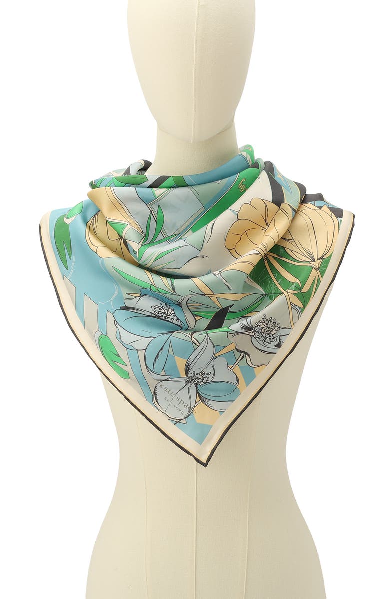 Kate Spade New York overgrown city silk square scarf, Alternate, color, Multi