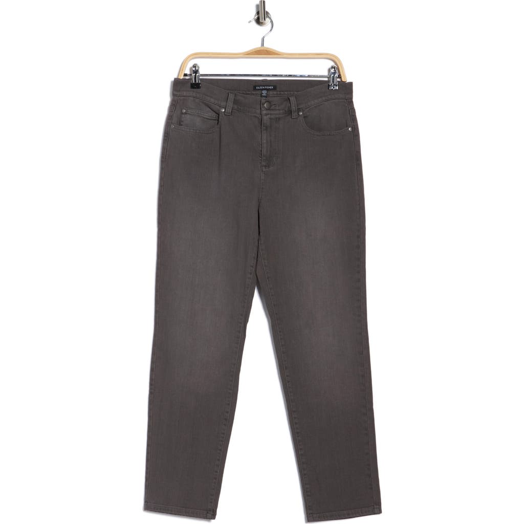 Eileen Fisher High Waist Slim Ankle Jeans In Gray