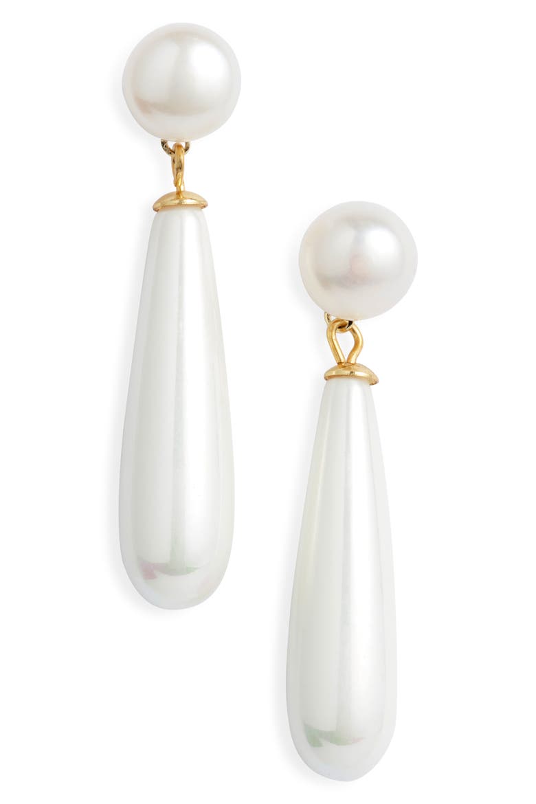 Linnea Faux Pearl Drop Earrings, Main, color, PEARL