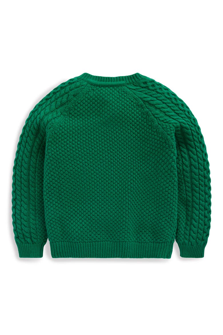 Kids' Heritage Cable Stitch Cardigan, Alternate, color, EMERALD NIGHT