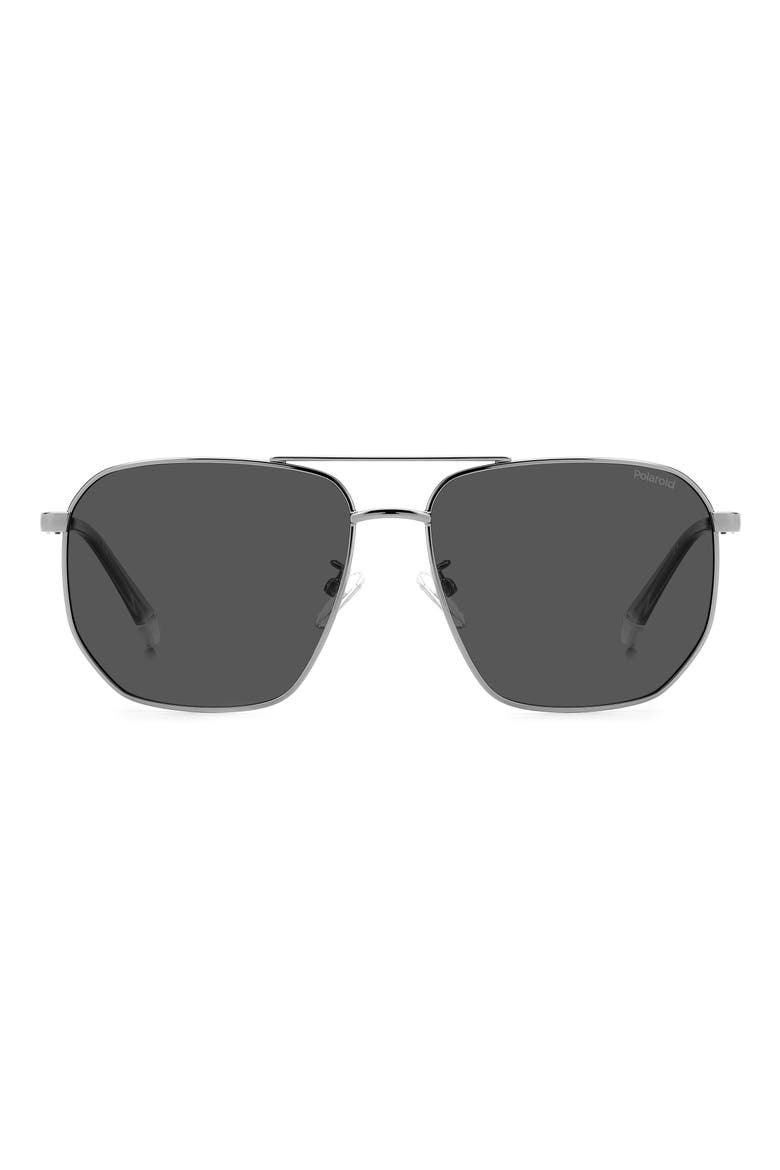 59mm Polarized Rectangular Sunglasses, Alternate, color, DARK RUTHEN/ GRAY POLAR