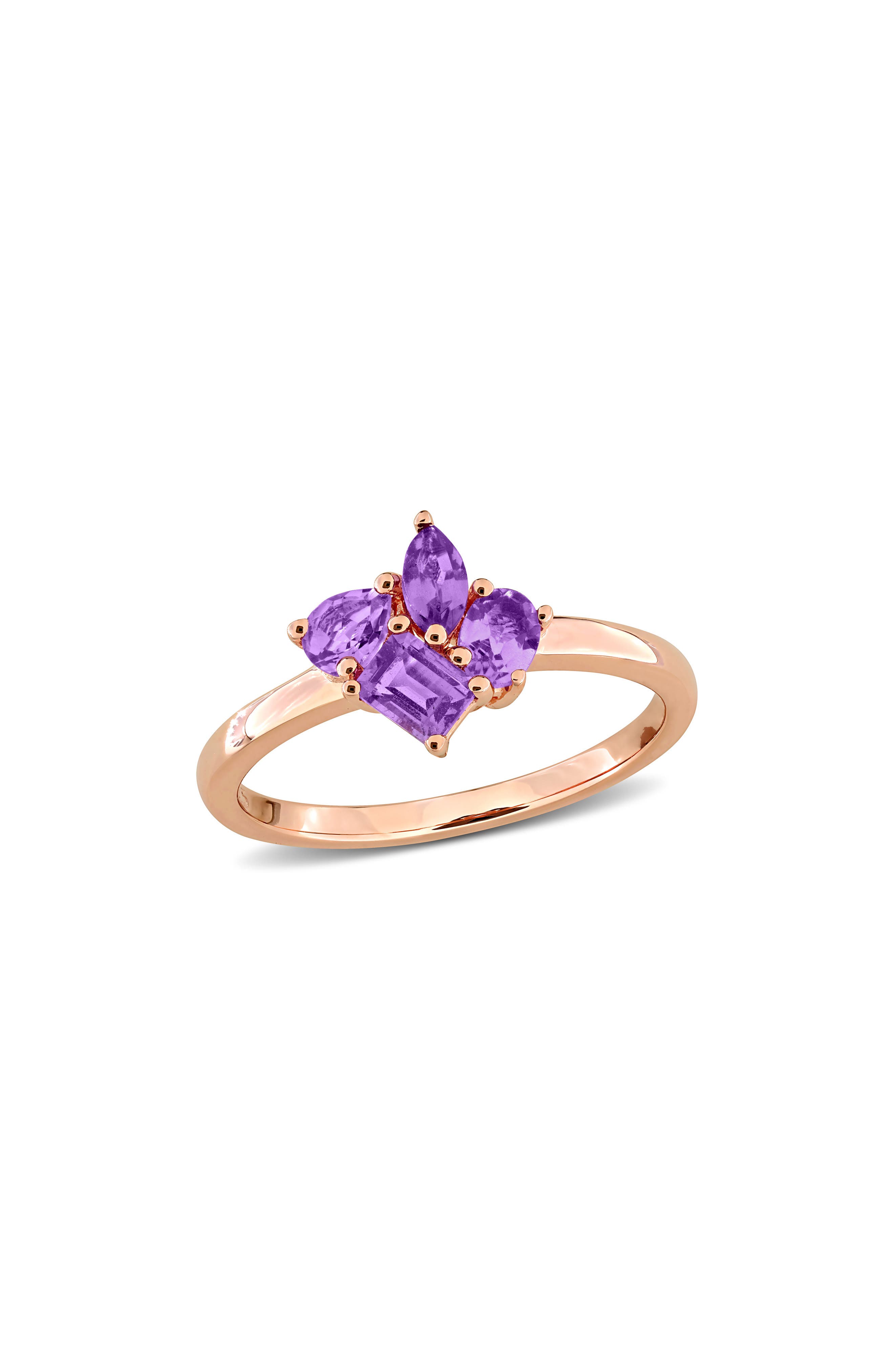 Rose Gold Plated Multi-Shaped Amethyst Ring