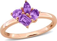 DELMAR Rose Gold Plated Multi-Shaped Amethyst Ring