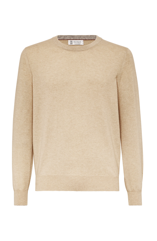 Brunello Cucinelli Cashmere Crew-neck Sweater In Sand