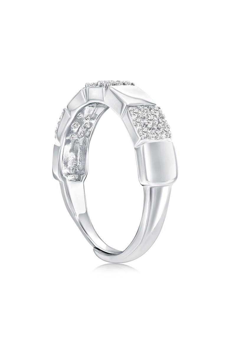 Pavé Cubic Zirconia Square Adjustable Ring, Alternate, color, SILVER