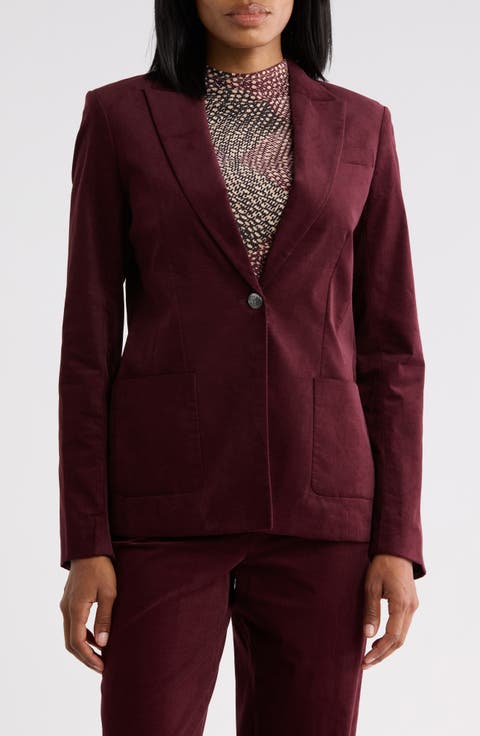 Stretch Corduroy One Button Blazer