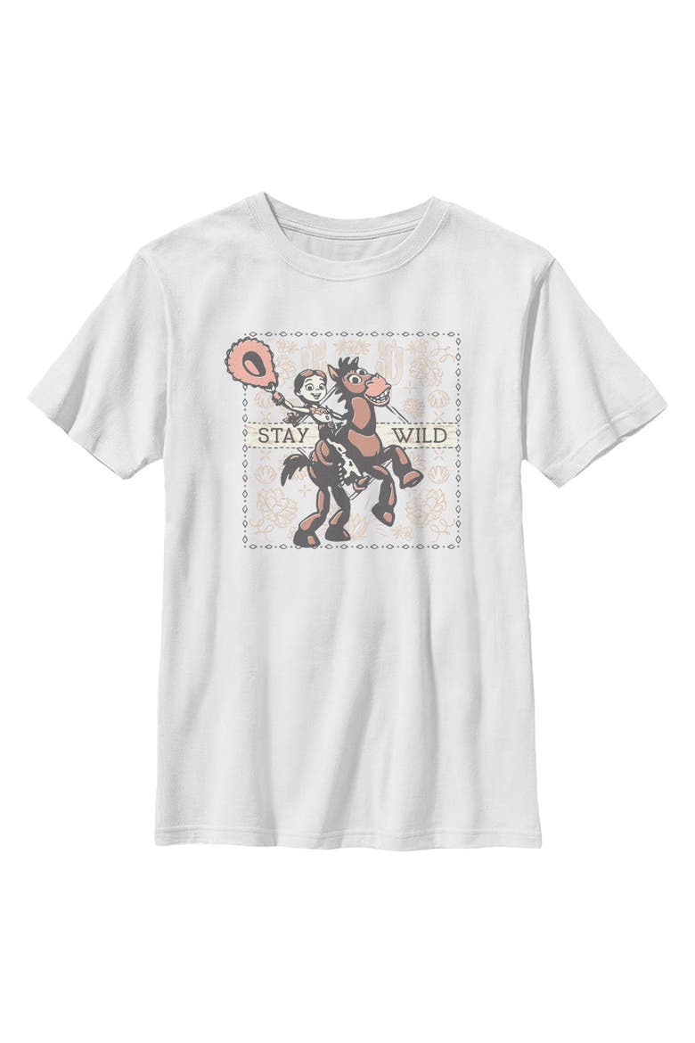 Boy's Toy Story 5 Stay Wild Jessie And Bullseye  Graphic T-Shirt, Main, color, White
