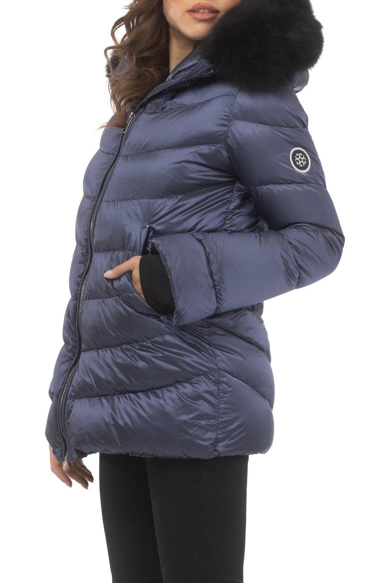 Apres-Ski Jacket With Detachable Toscana Hood Trim, Alternate, color, OCEAN BLUE/BLACK