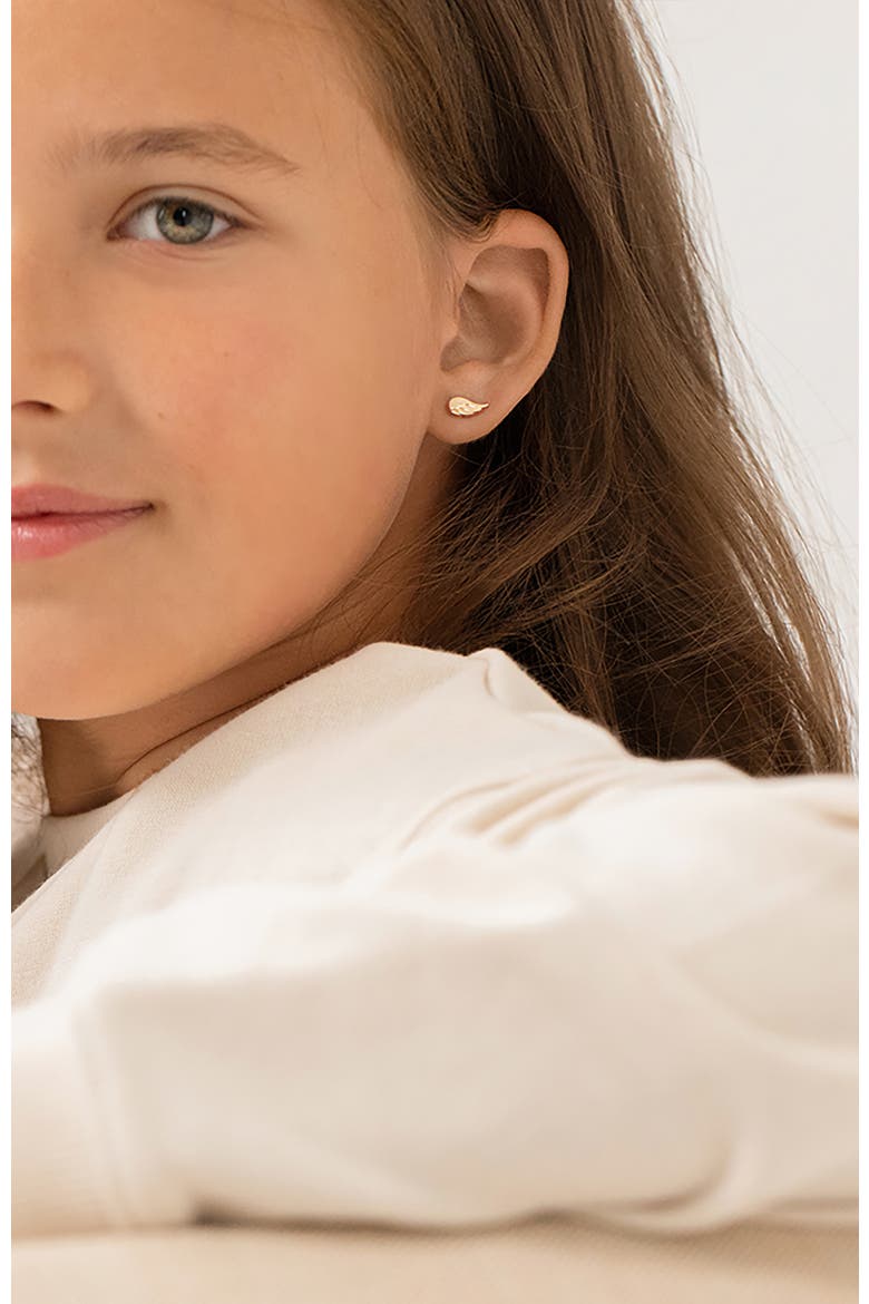 14k Angel Wings Earrings, Alternate, color, Gold