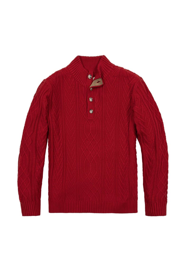 Organic Mock Neck Cable Sweater, Alternate, color, Red Twist Cable